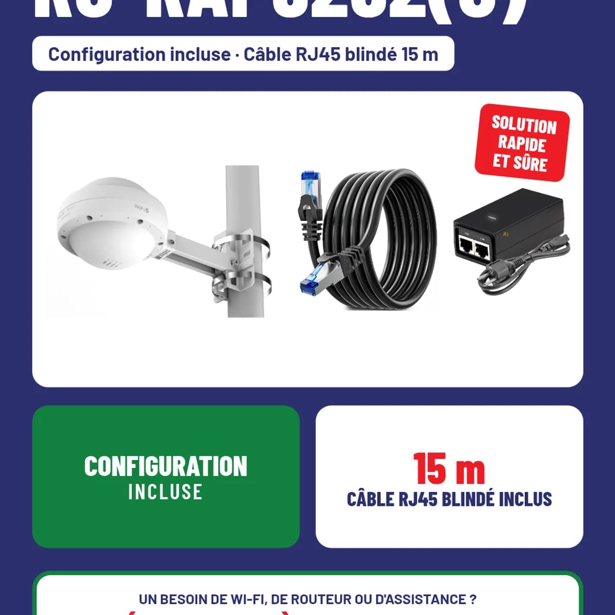 Point d'accès Wi-Fi 6 extérieur Ruijie RG-RAP6262(G)